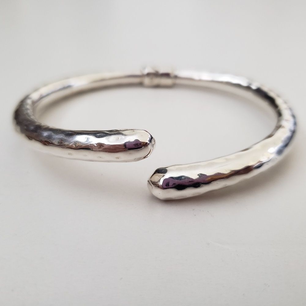 925 Sterling Silver Hammered Bypass Cuff Bracelet